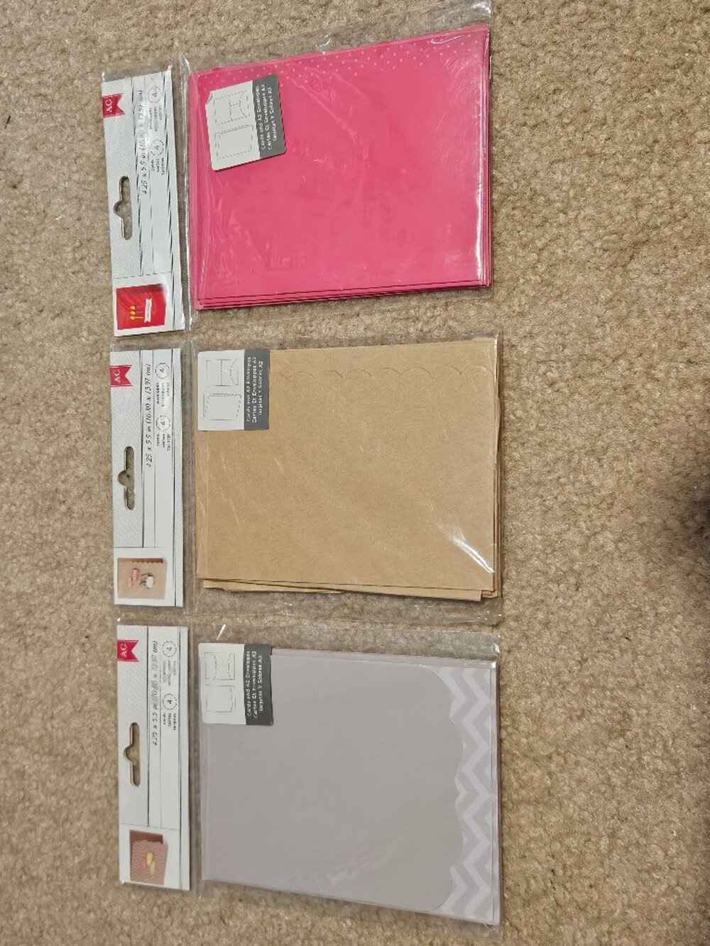 RARE 3 NEW PACKS 6x6 AMERICAN CRAFTS QUALITY CRAFT CARD ENVELOPE PINK GRAY BEIGE